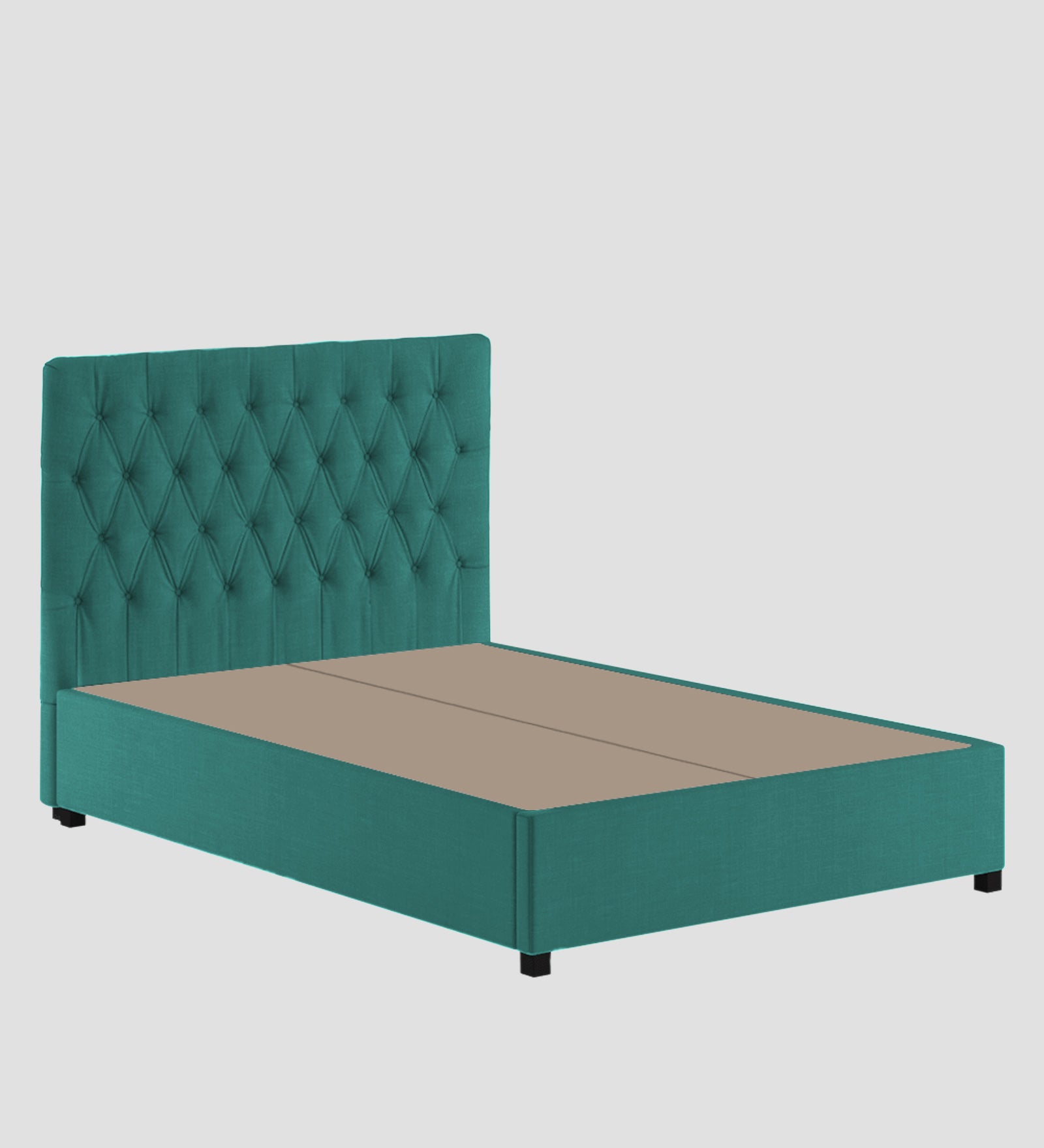 Isko Fabric King Size Bed In Sea Green Colour With Storage Box - Febonic Living