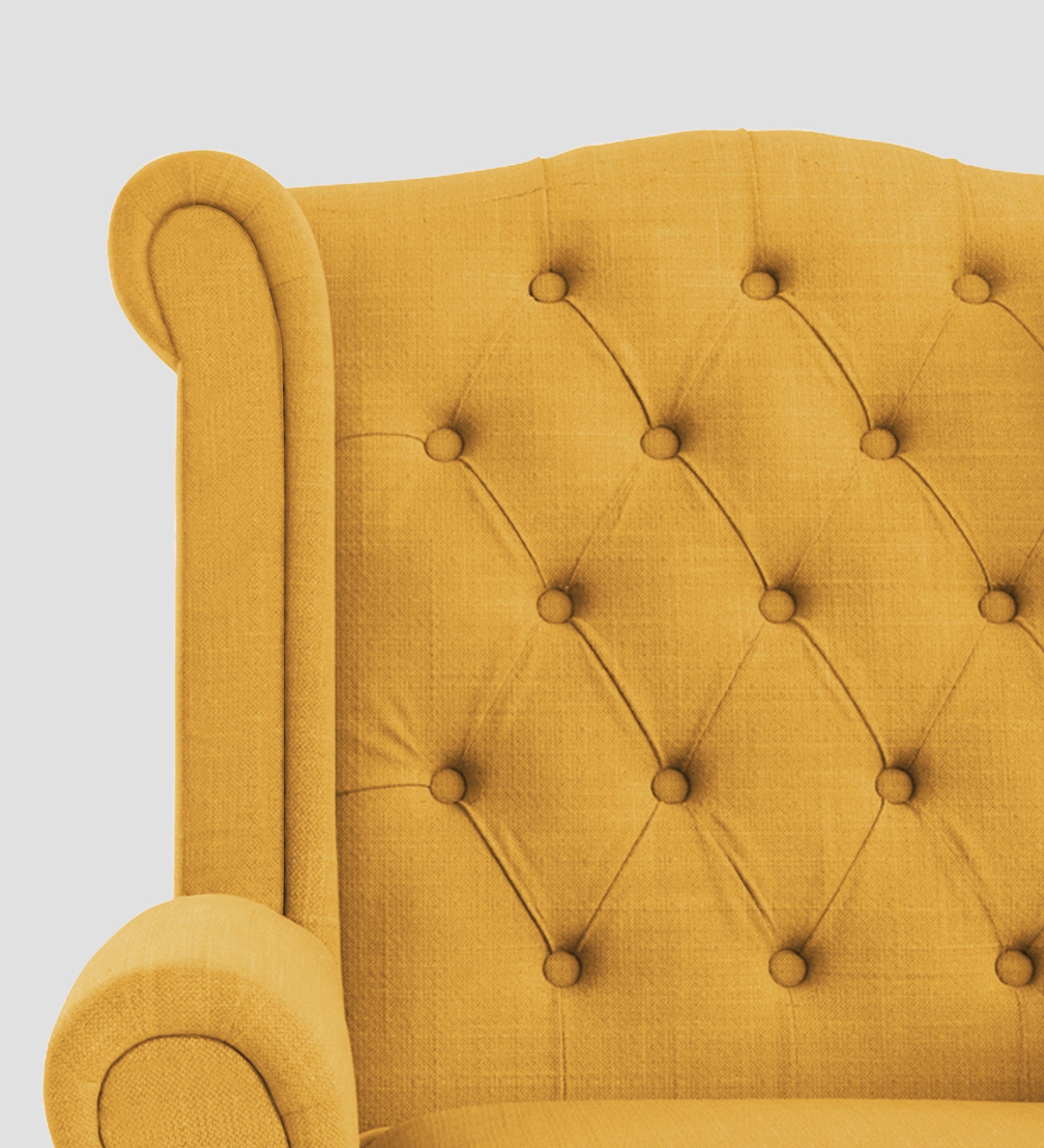 Neyub Fabric Wing Chair In Bold Yellow Colour - Febonic Living