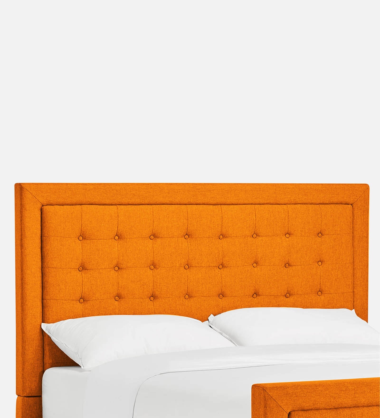 Kaster Fabric Upholstered Queen Size Bed In Vivid Orange Colour - Febonic Living