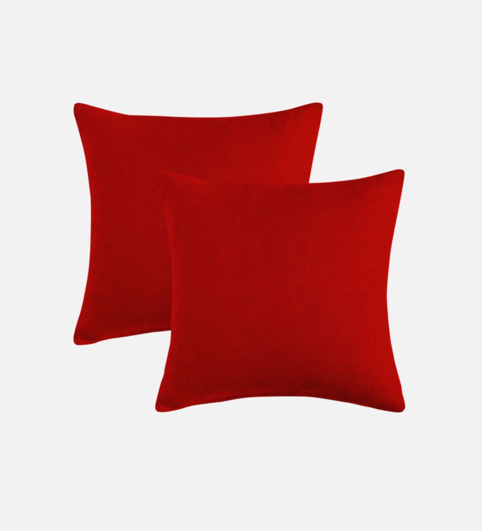 Kaya Fabric Geometric 20x20 inches Cushion + Covers (Pack of 2) In Ruby Red Colour - Febonic Living