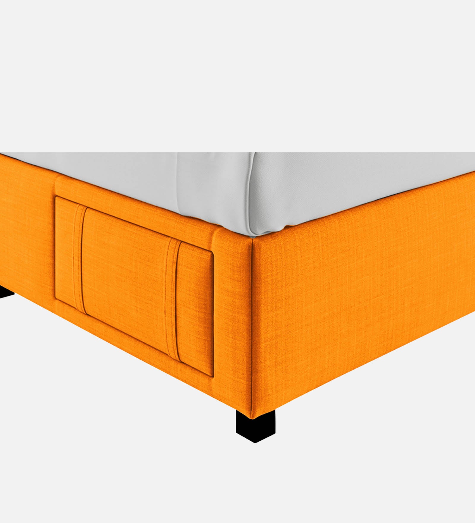 Nivi Fabric Upholstered King Size Bed In Vivid Orange Colour With Drawer Storage - Febonic Living