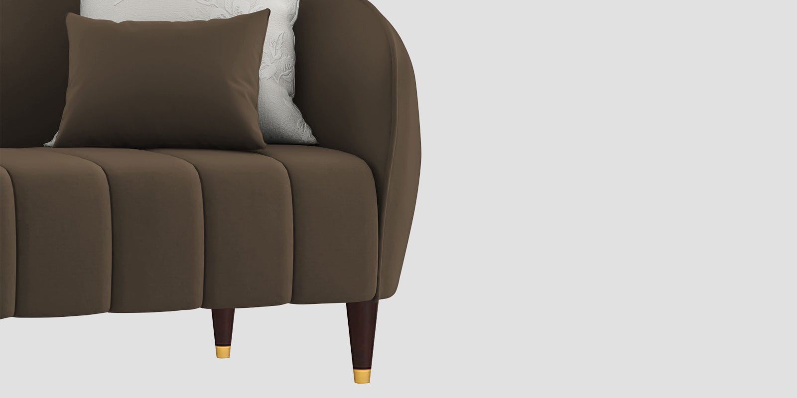 Hairo Velvet 3 Seater Sofa In Shade Brown Colour - Febonic Living