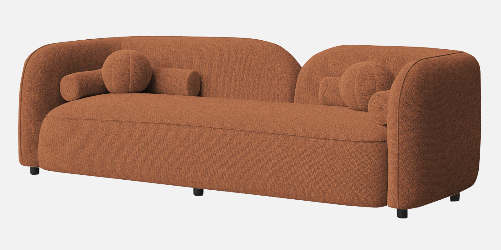 Corny Boucle Fabric 3 Seater Sofa In Light Orange Colour - Febonic Living