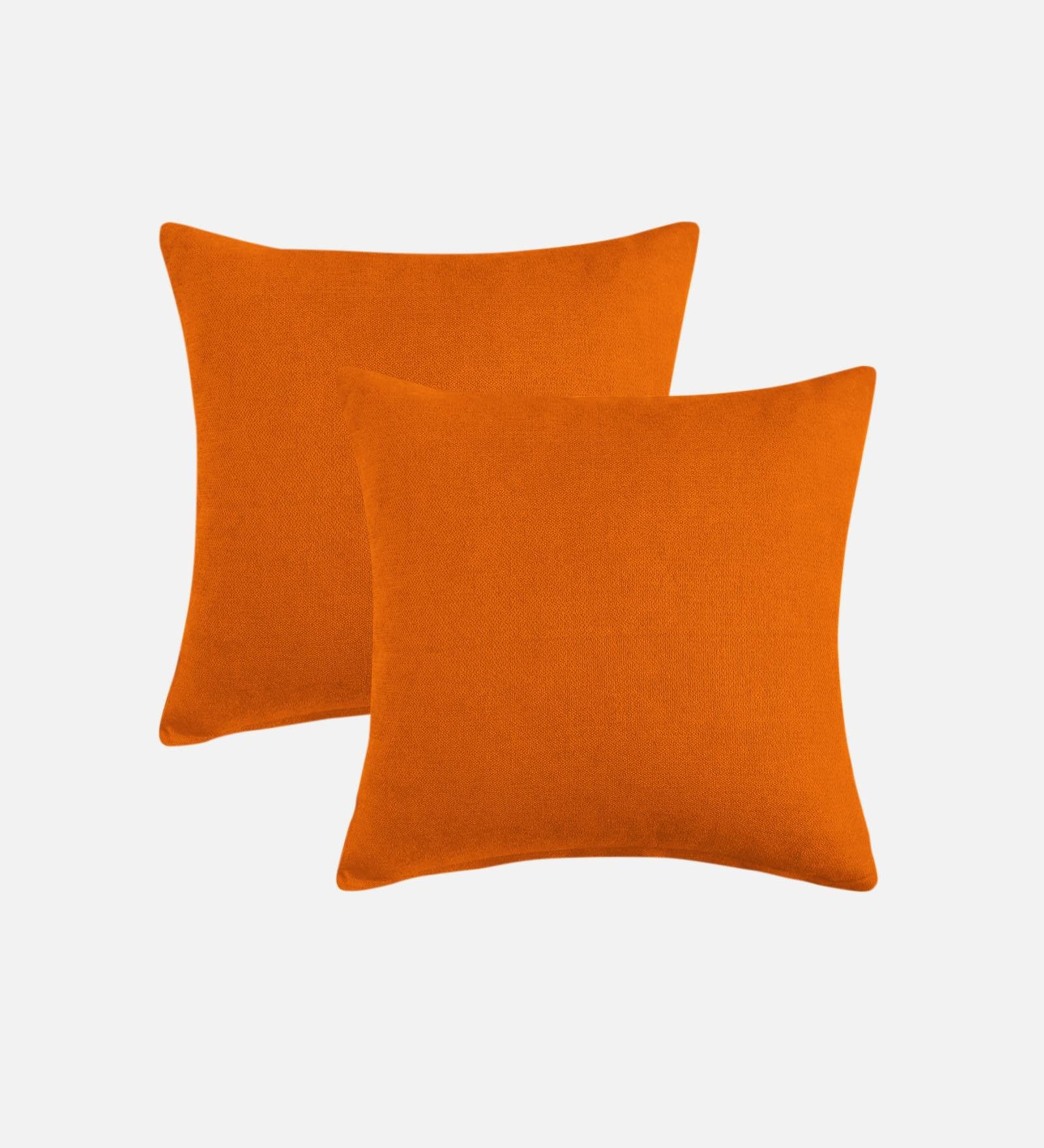 Kaya Fabric Geometric 20x20 inches Cushion + Covers (Pack of 2) In Vivid Orange Colour - Febonic Living