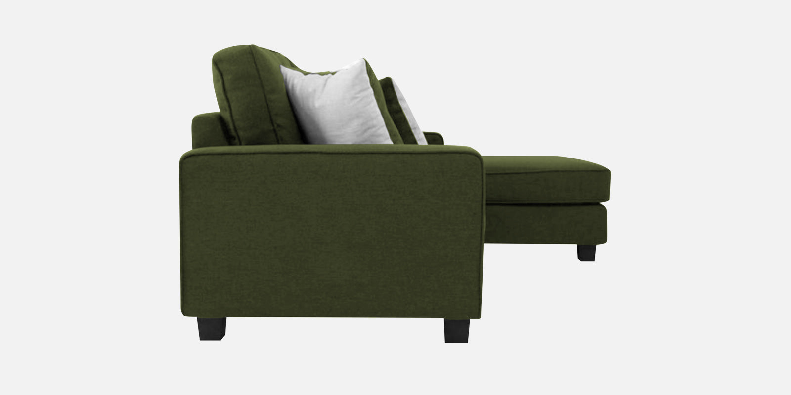 Ladybug Fabric LHS Sectional Sofa (3+Lounger) In Olive Green Colour - Febonic Living