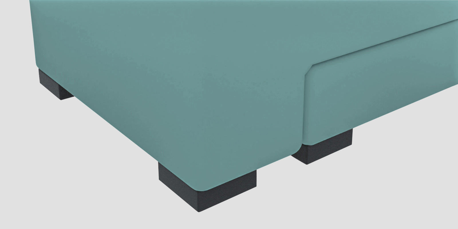 Corby Velvet LHS 6 Seater Convertible Sofa Cum Bed In Barmunda Aqua Colour - Febonic Living