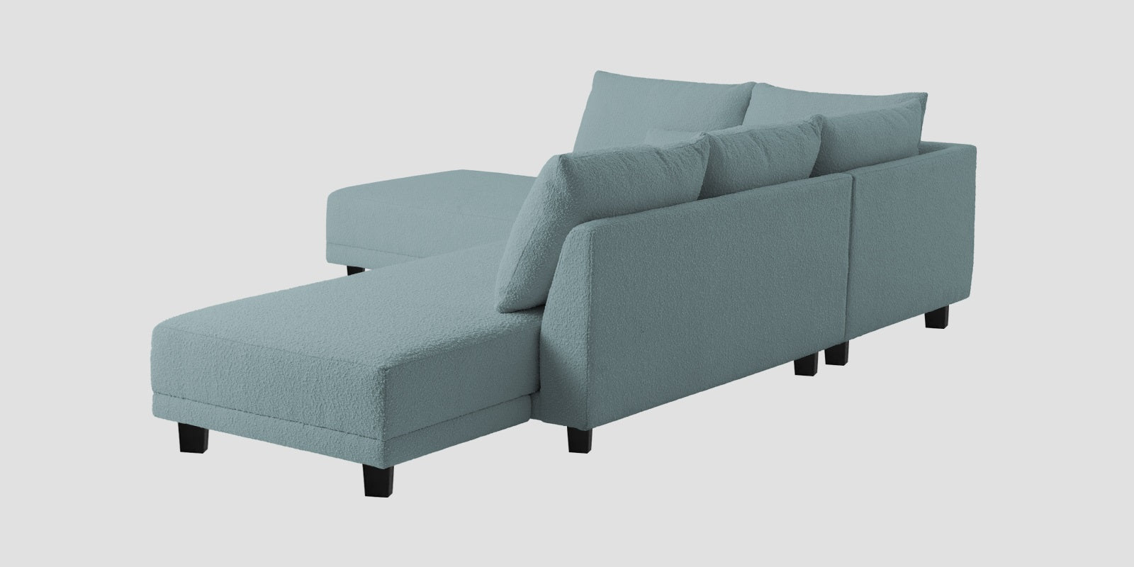 Ira Boucle Fabric RHS 6 Seater Convertible Sofa Cum Bed In Stormy Blue Colour - Febonic Living