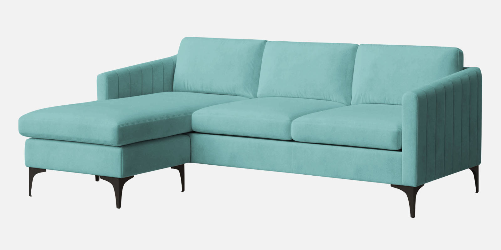 Haru Fabric LHS Sectional Sofa (2+Lounger) In Barmunda Aqua Colour - Febonic Living