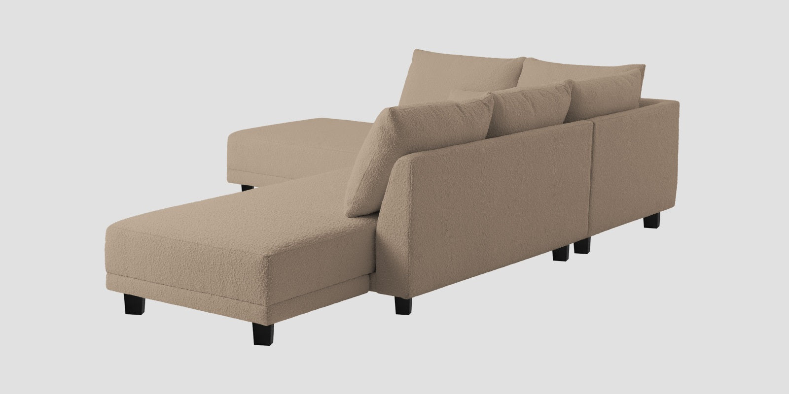 Ira Boucle Fabric RHS 6 Seater Convertible Sofa Cum Bed In Mushroom Beige Colour - Febonic Living