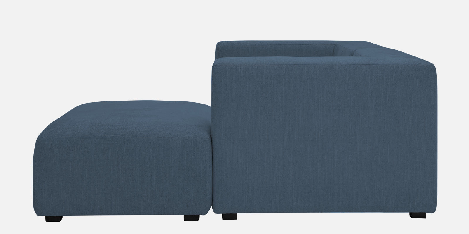 Dora Velvet LHS Sectional Sofa (2+Ottoman Lounger) In Oxford Blue Colour - Febonic Living