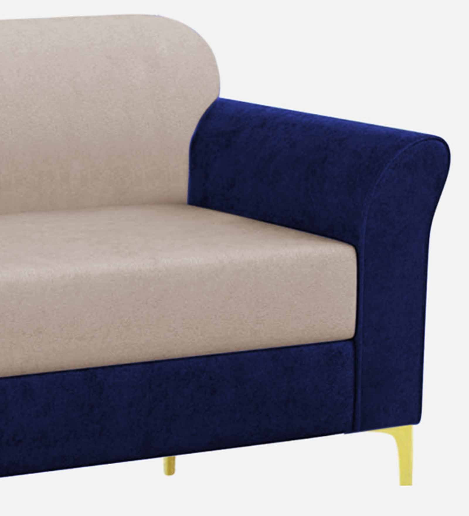 Jordan Velvet 1 Seater Sofa In Imperial Blue And Camel Beige Colour - Febonic Living