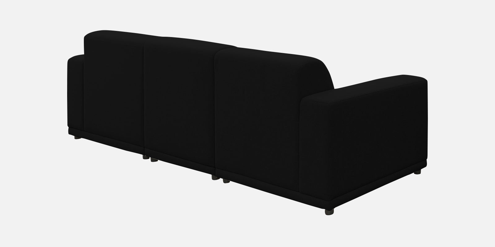 Adam Fabric RHS Sectional Sofa (3+Ottoman Lounger) In Zed Black Colour - Febonic Living