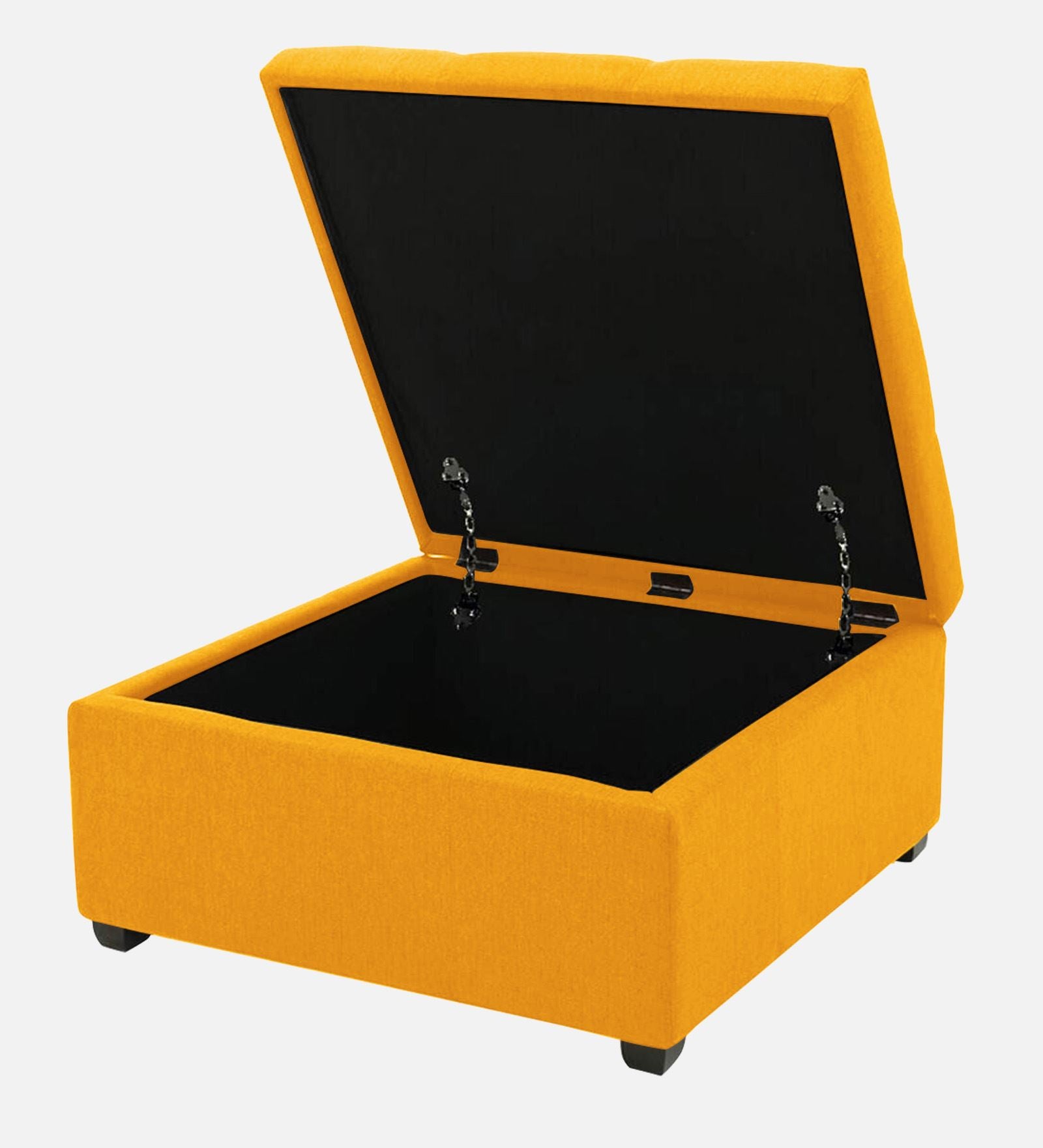 Mubila Fabric Ottoman In Bold Yellow Colour With Storage - Febonic Living