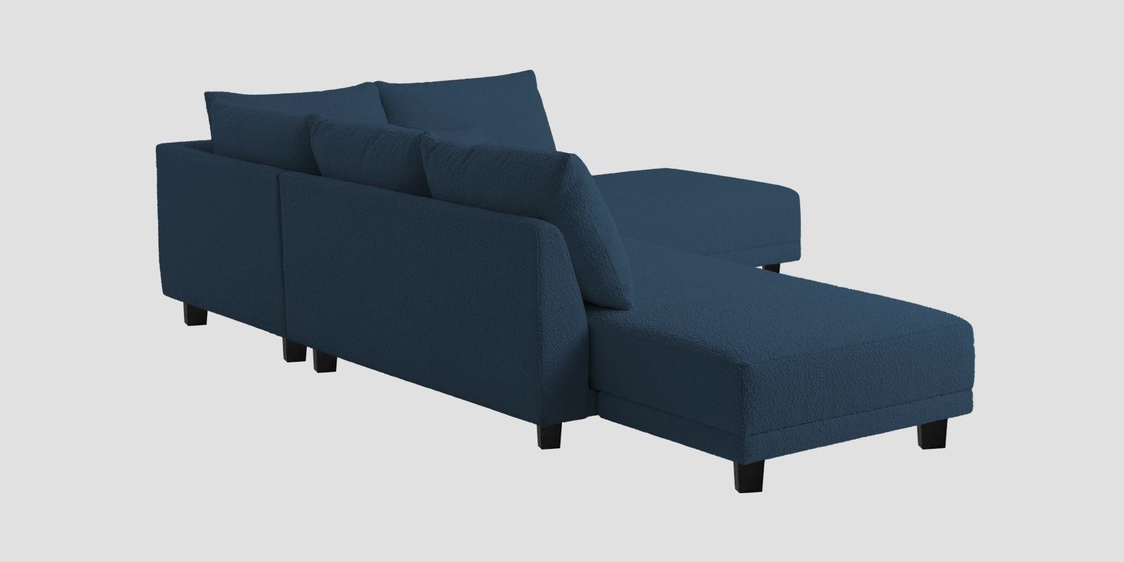 Ira Boucle Fabric LHS 6 Seater Convertible Sofa Cum Bed In Classic Blue Colour - Febonic Living