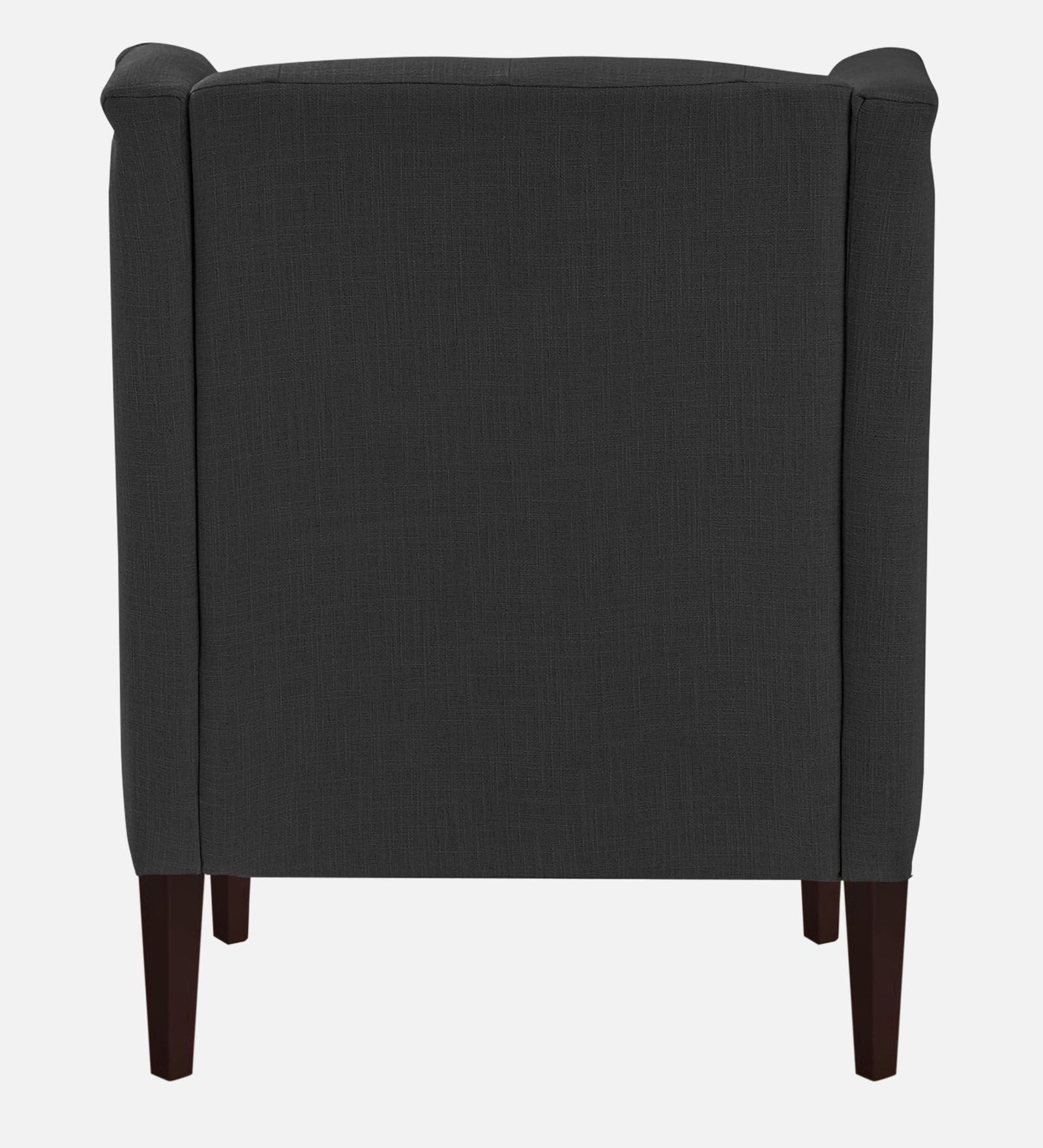 Deyuk Fabric Wing Chair In Charcoal Grey Colour - Febonic Living