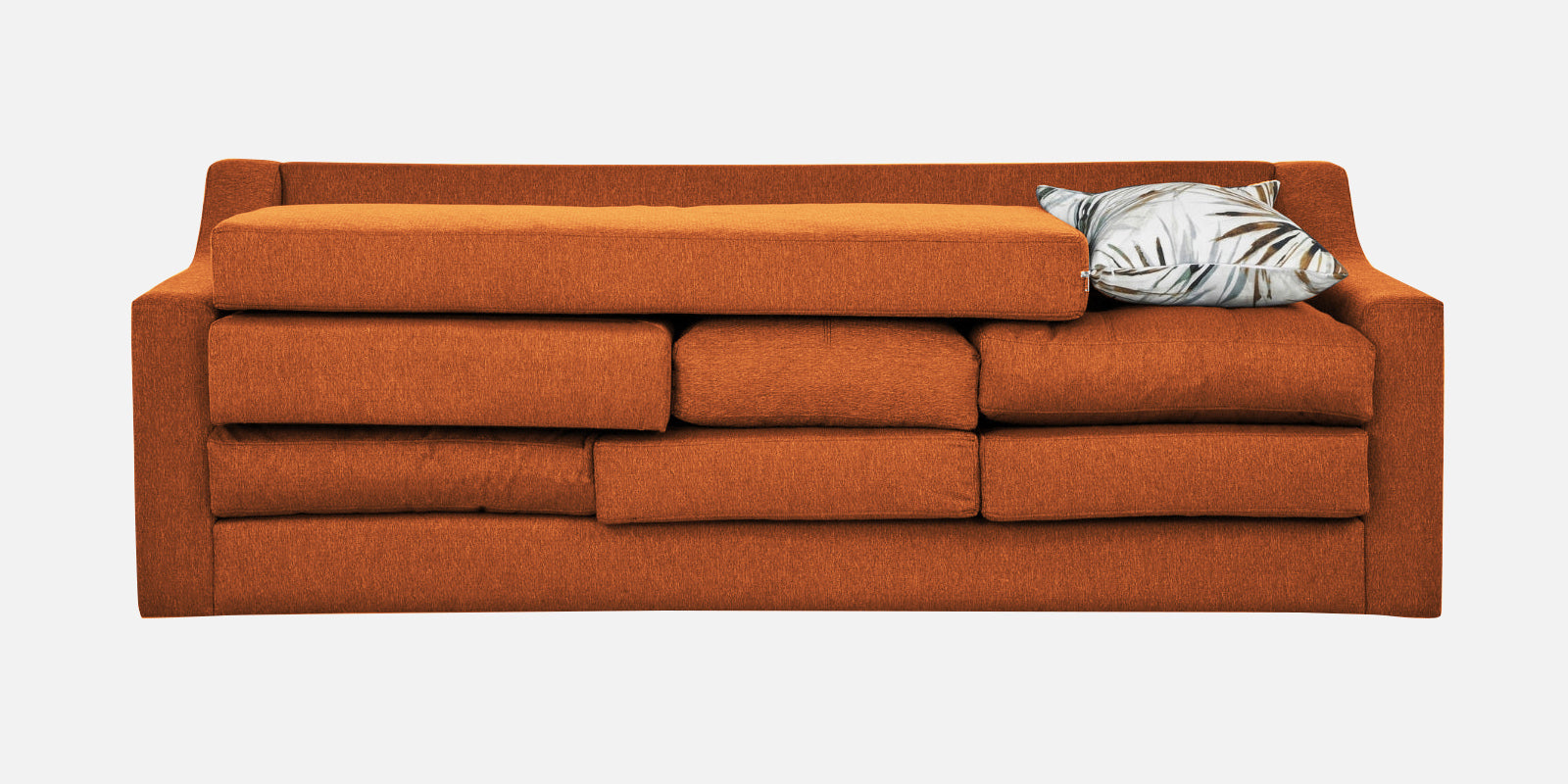 Welly Fabric RHS Sectional Sofa (2+Lounger) In Vivid Orange Colour - Febonic Living