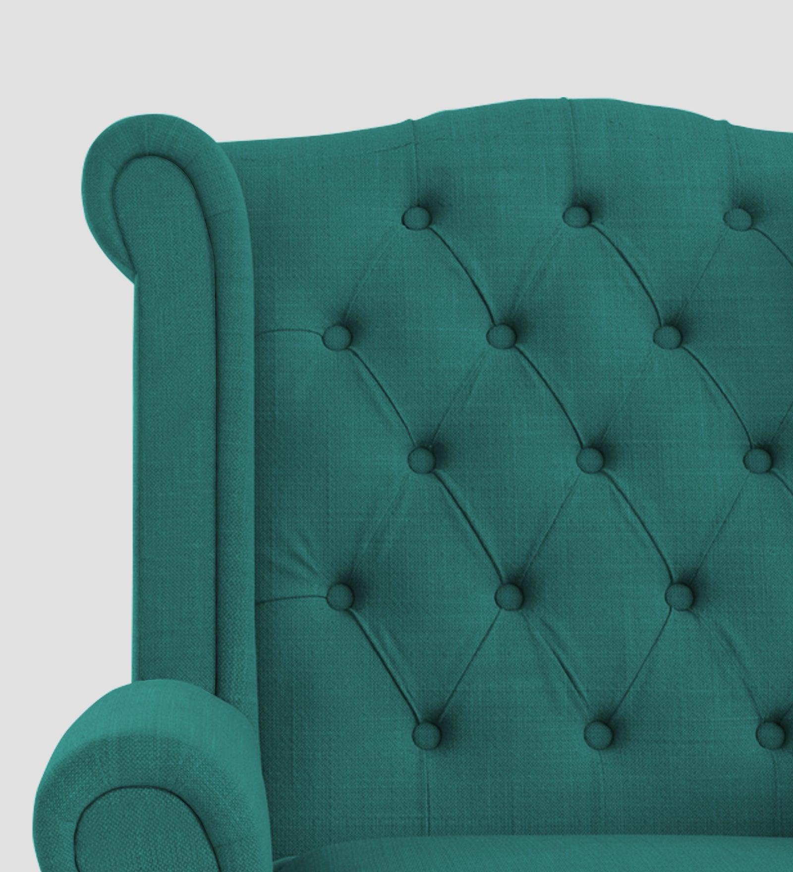 Neyub Fabric Wing Chair In Sea Green Colour - Febonic Living