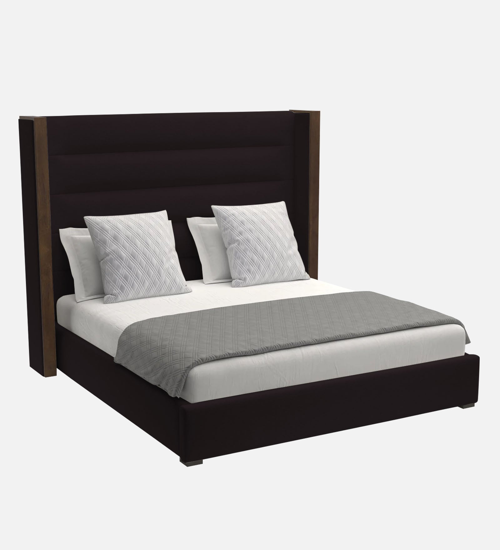 Sunny Fabric Queen Size Bed In Cara Brown Colour - Febonic Living