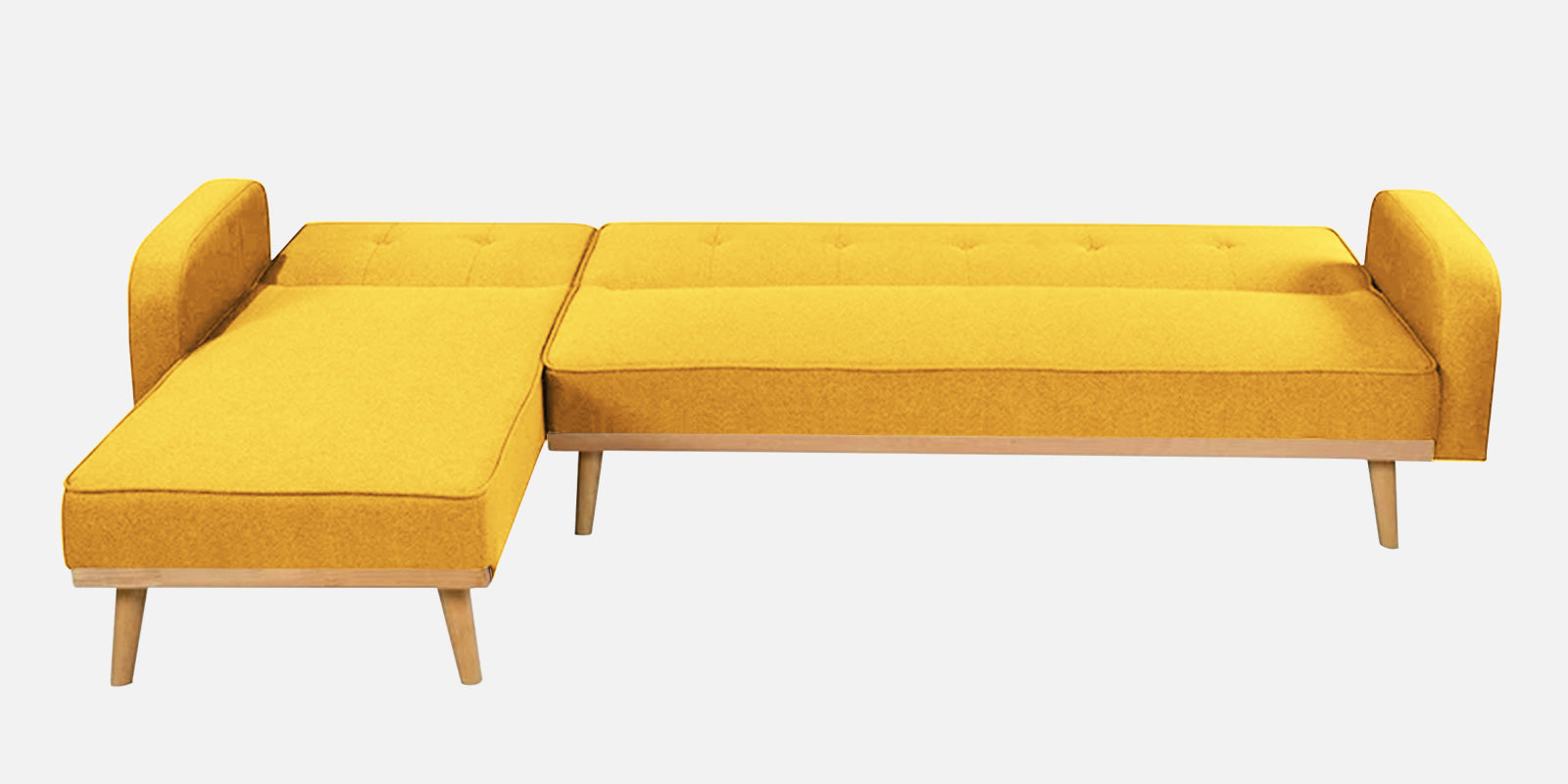 Zuno Fabric RHS Convertible Sofa Cum Bed In Bold Yellow Colour - Febonic Living