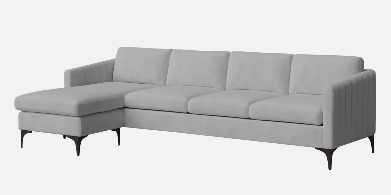 Haru Fabric RHS Sectional Sofa (3+Lounger) In Concrete Grey Colour - Febonic Living