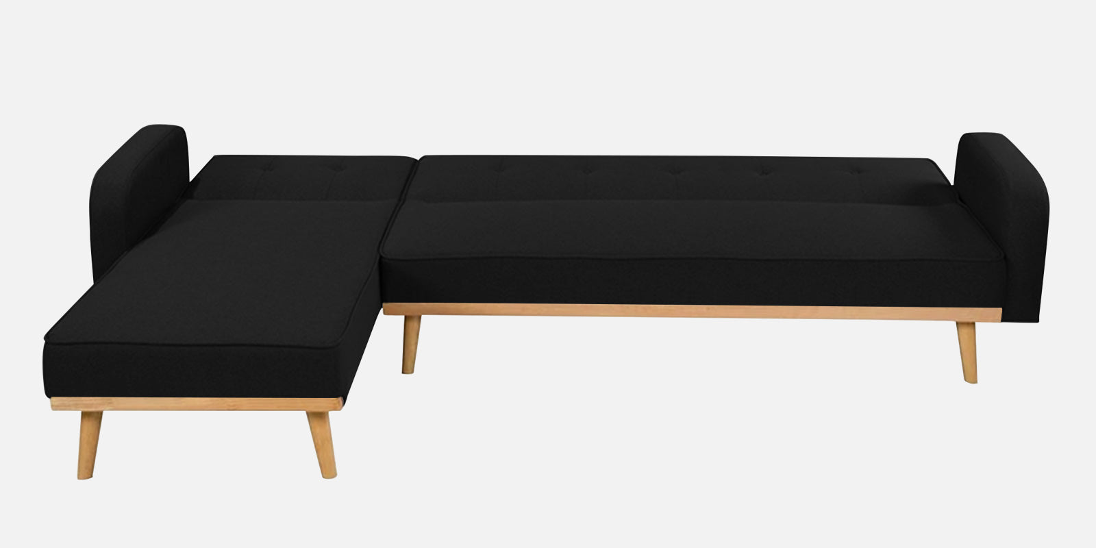 Zuno Fabric RHS Convertible Sofa Cum Bed In Zed Black Colour - Febonic Living