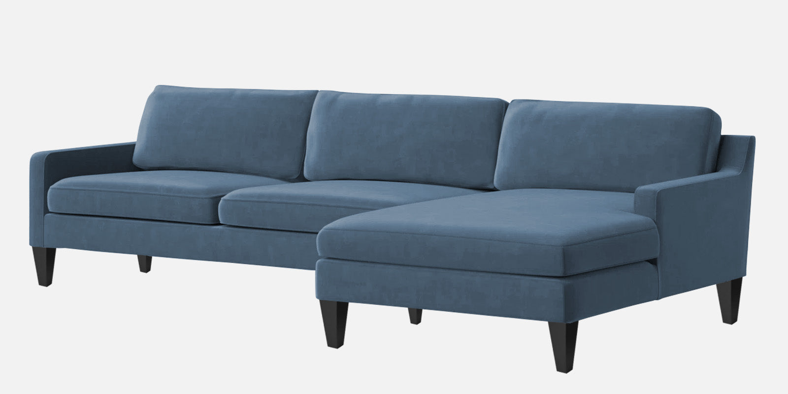 Jones Velvet LHS Sectional Sofa (3+Lounger) In Oxford Blue Colour - Febonic Living