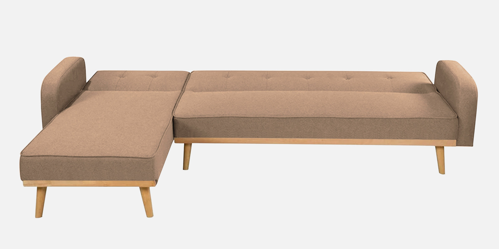 Zuno Fabric RHS Convertible Sofa Cum Bed In Cookie Beige Colour - Febonic Living