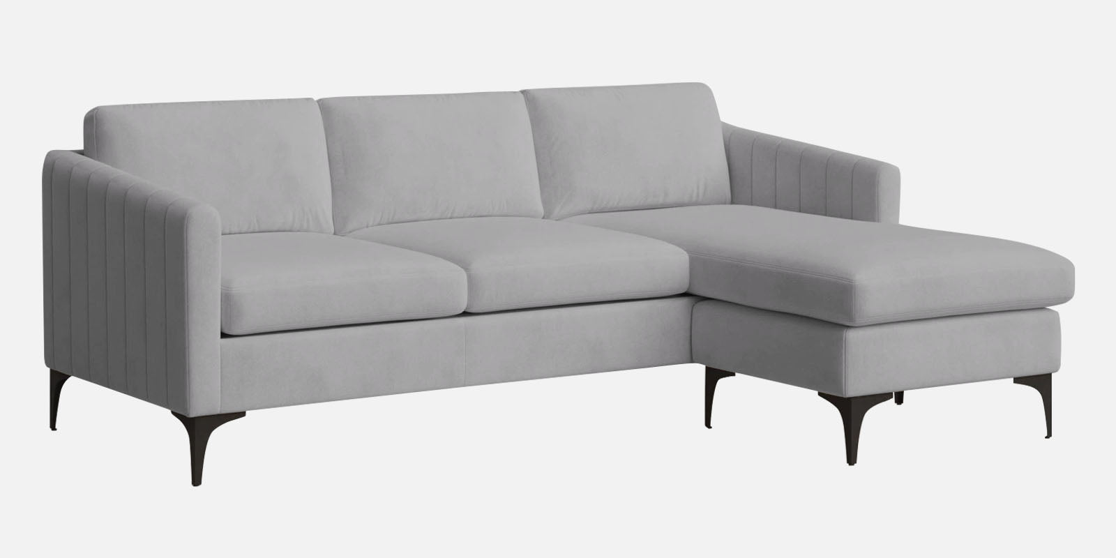 Haru Fabric RHS Sectional Sofa (2+Lounger) In Concrete Grey Colour - Febonic Living