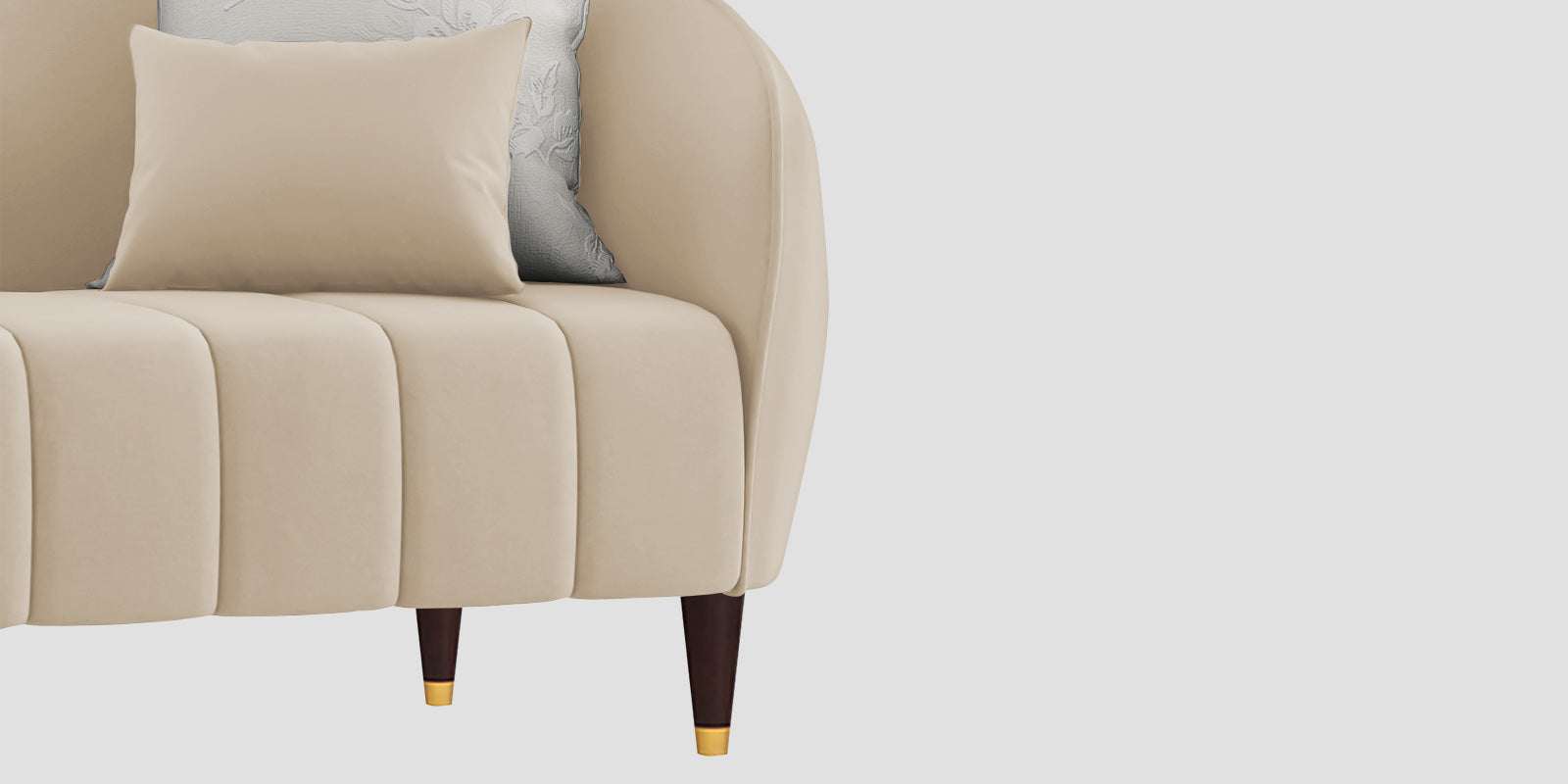 Hairo Velvet 3 Seater Sofa In Cream Beige Colour - Febonic Living