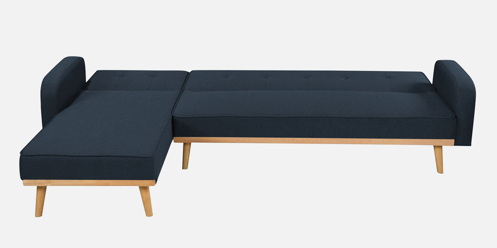 Zuno Fabric RHS Convertible Sofa Cum Bed In Denim Blue Colour - Febonic Living