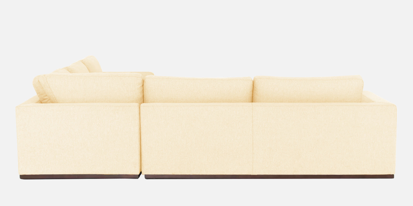 Freedom Velvet 6 Seater LHS Corner Sofa In Sandy Beige Colour With Ottoman - Febonic Living