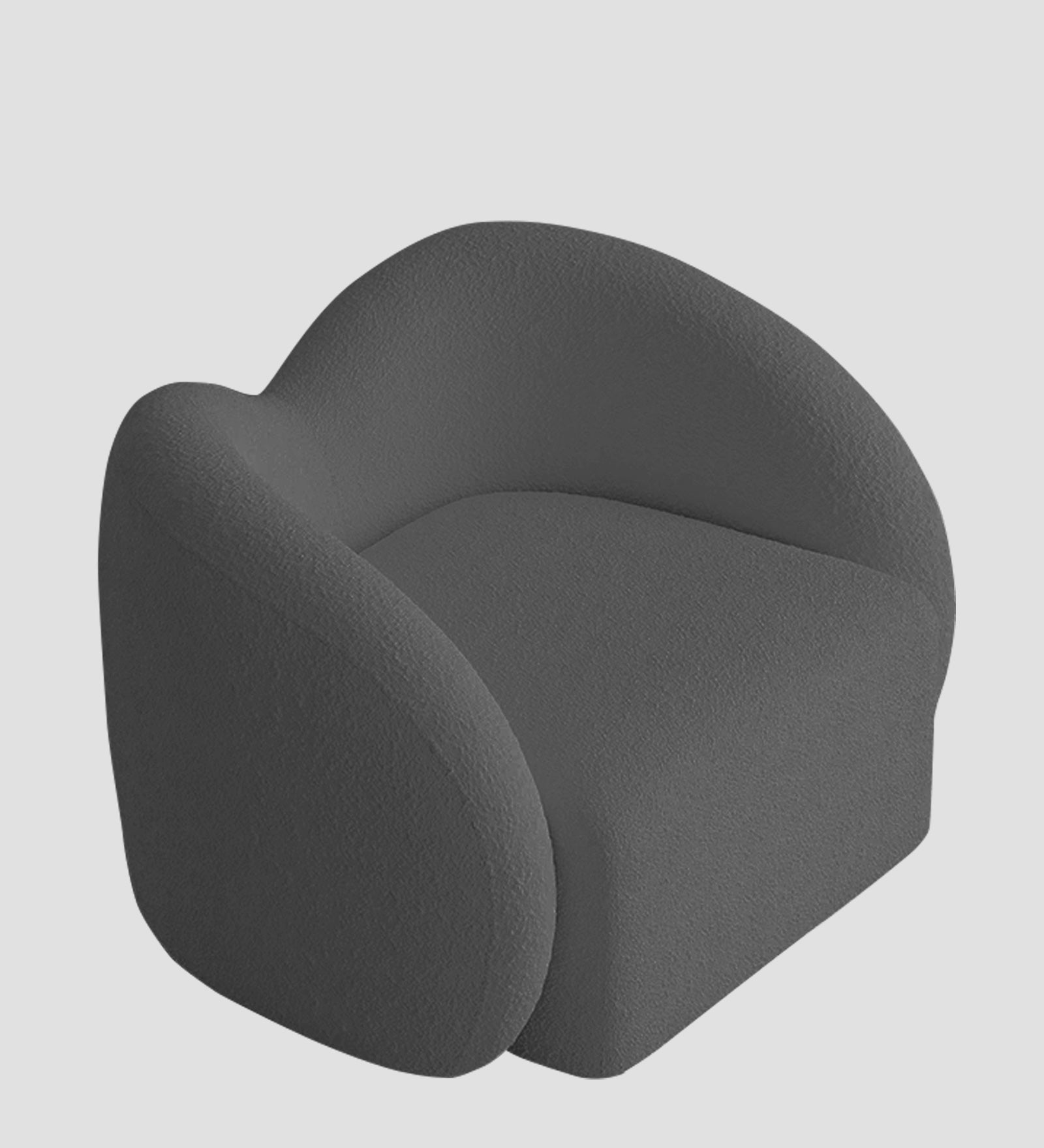 Miles Boucle Fabric Swivel Chair in Lava Grey Colour