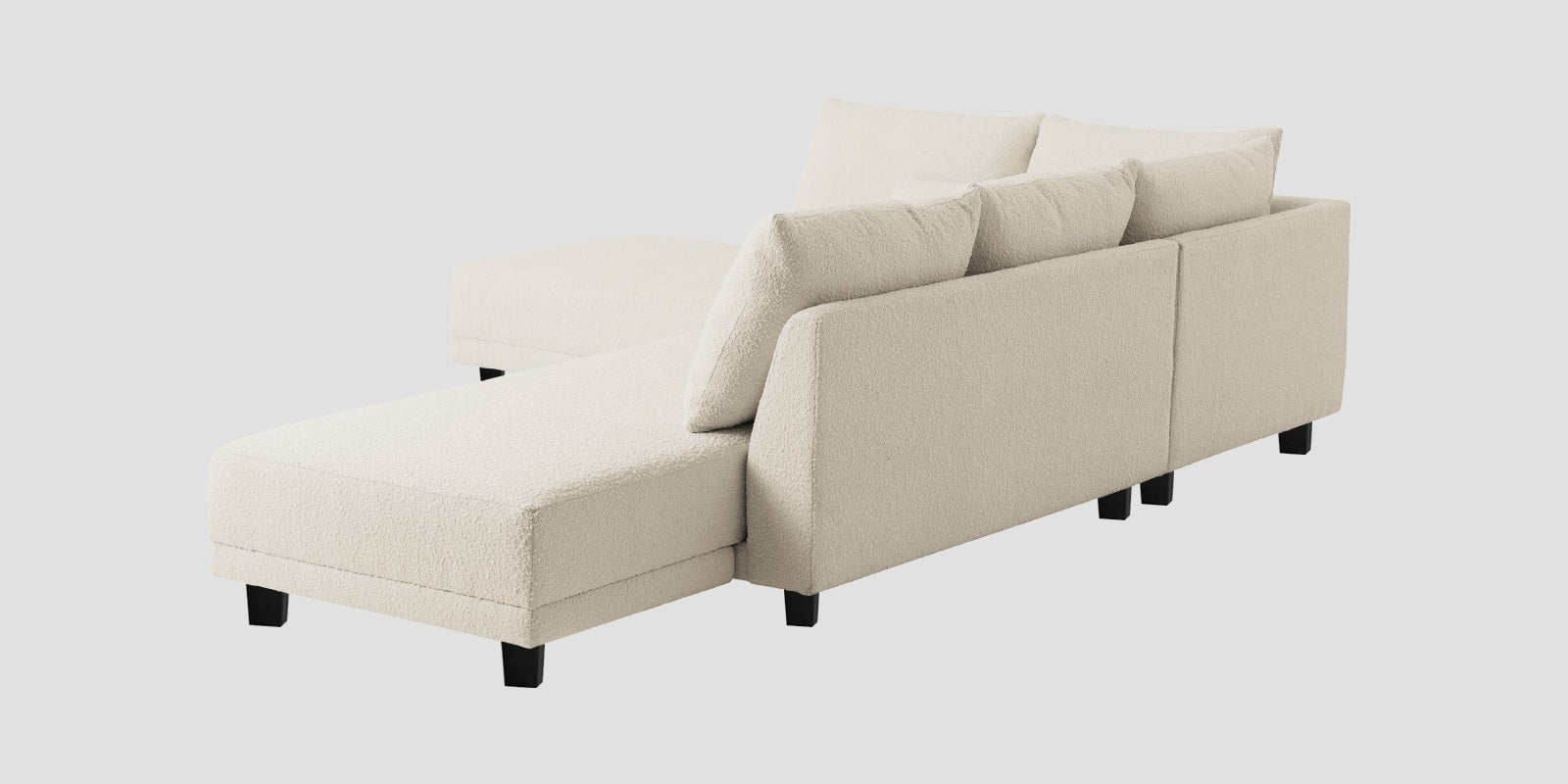 Ira Boucle Fabric RHS 6 Seater Convertible Sofa Cum Bed In Shell White Colour - Febonic Living