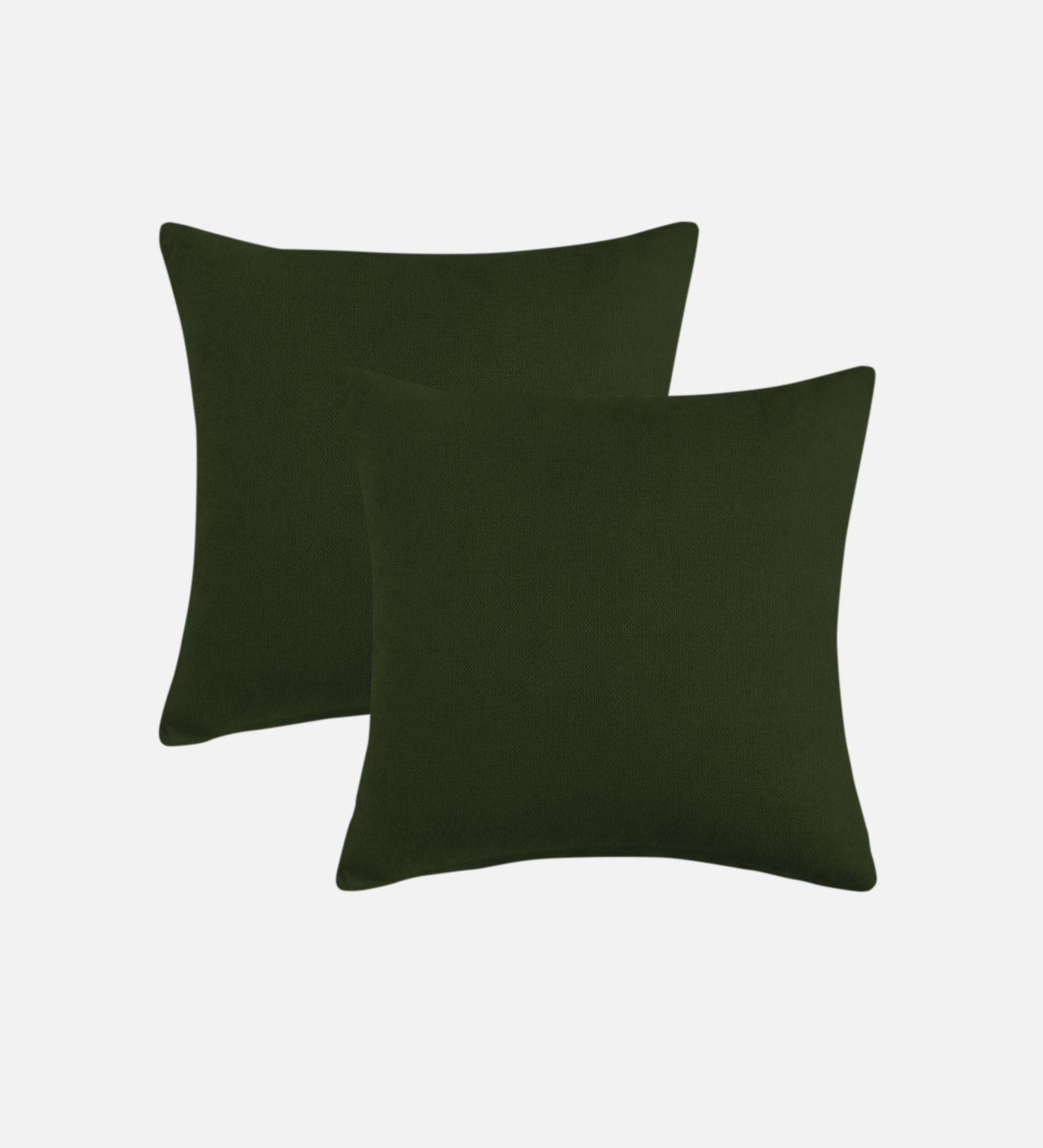 Kaya Fabric (20x20in) Sofa Pillows In Olive Green Colour (Pack of 2) - Febonic Living
