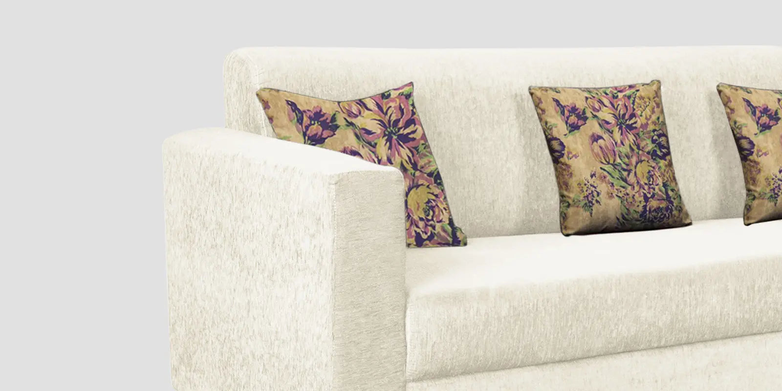 Lipu Fabric 3 Seater Sofa In Ivory Cream Colour Febonic Living