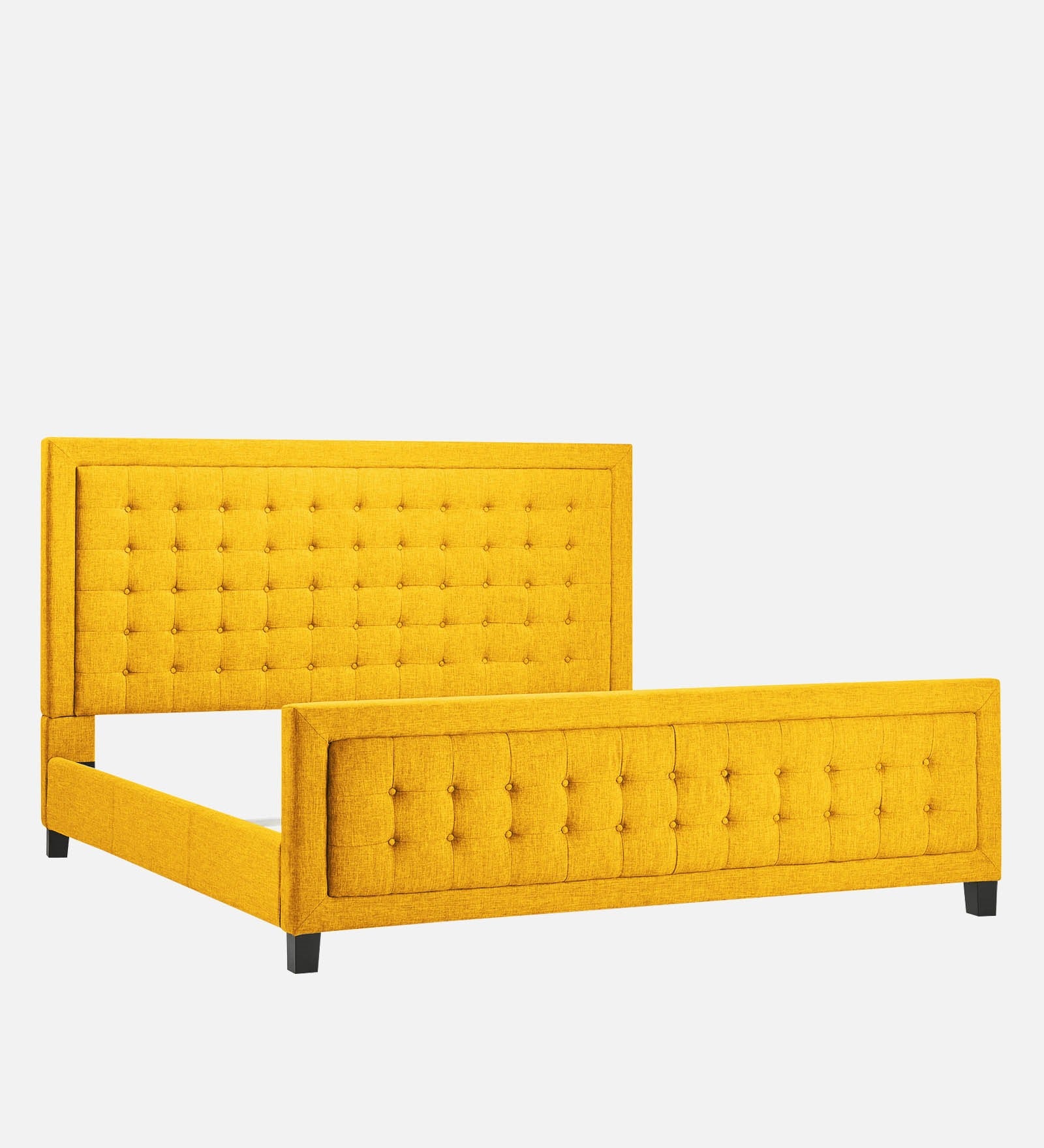 Kaster Fabric King Size Bed In Bold Yellow Colour - Febonic Living