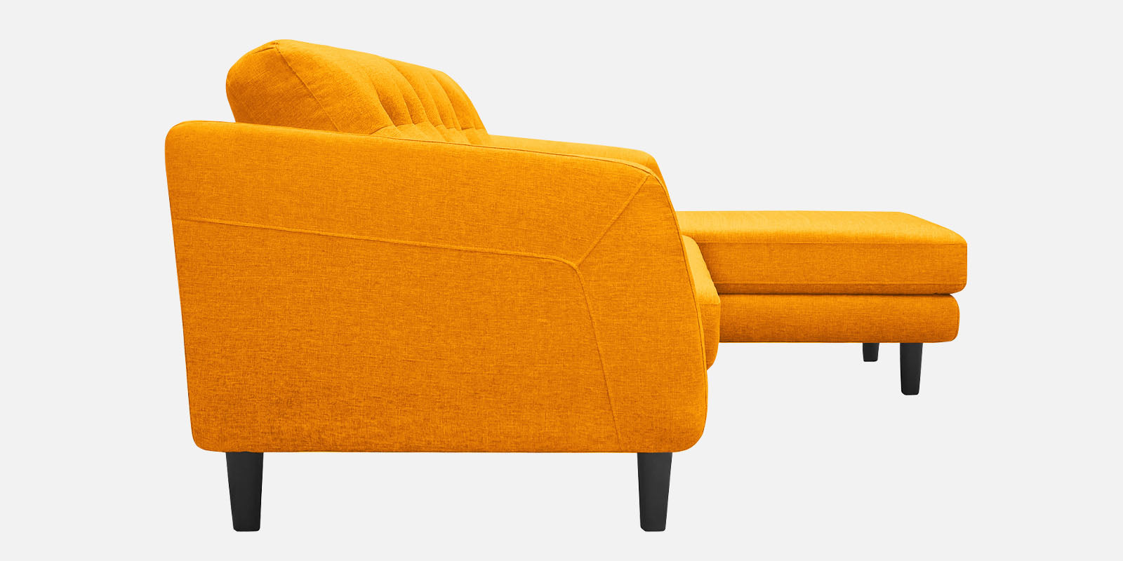 Natasha Velvet LHS Sectional Sofa (3+Lounger) In Saffron Yellow Colour - Febonic Living