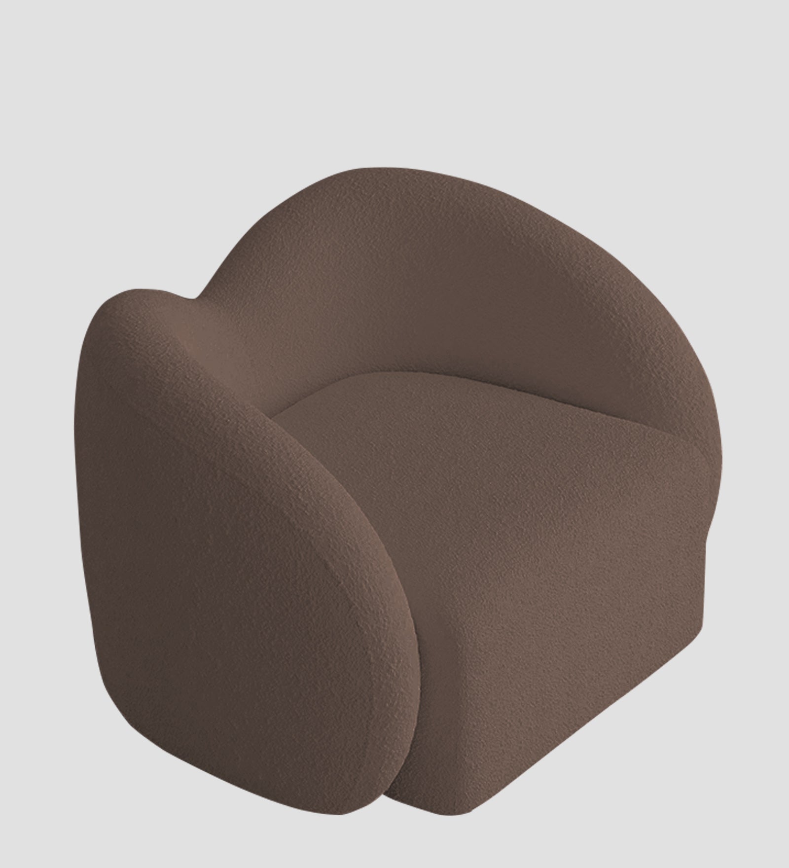Miles Boucle Fabric Swivel Chair in Truffle Brown Colour
