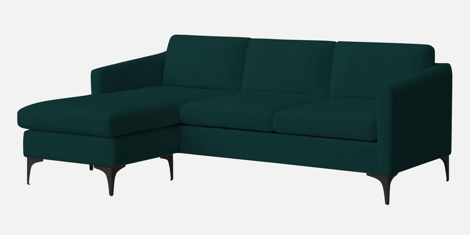 Haru Fabric LHS Sectional Sofa (2+Lounger) In Forest Green Colour - Febonic Living