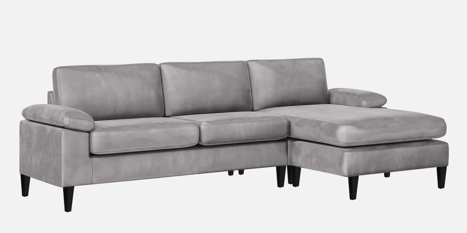 Vegas Velvet LHS Sectional Sofa (3+Lounger) In Concrete Grey Colour - Febonic Living