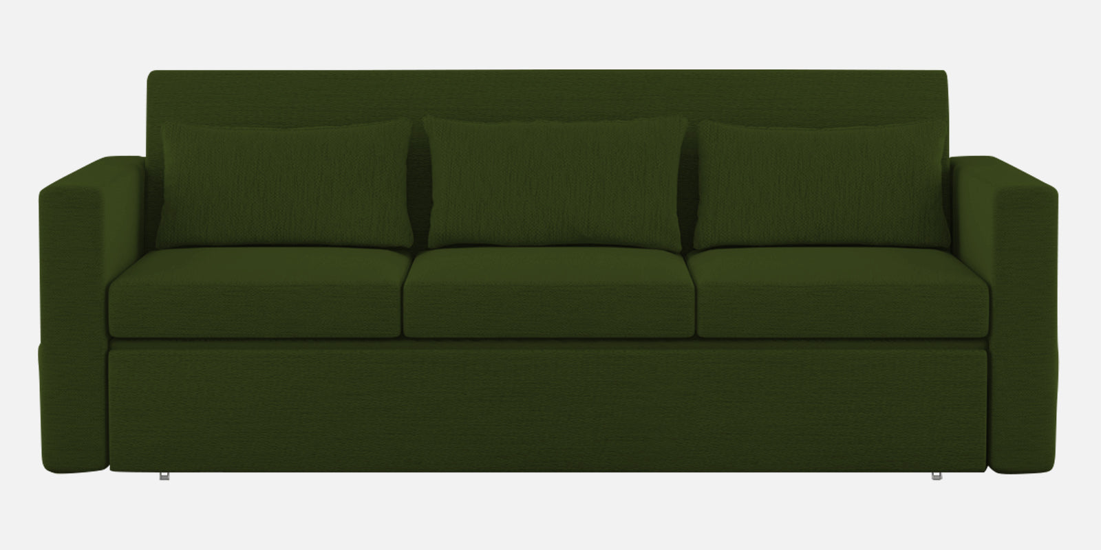 River Fabric 3 Seater Pull Out Sofa Cum Bed In Olive Green Colour - Febonic Living