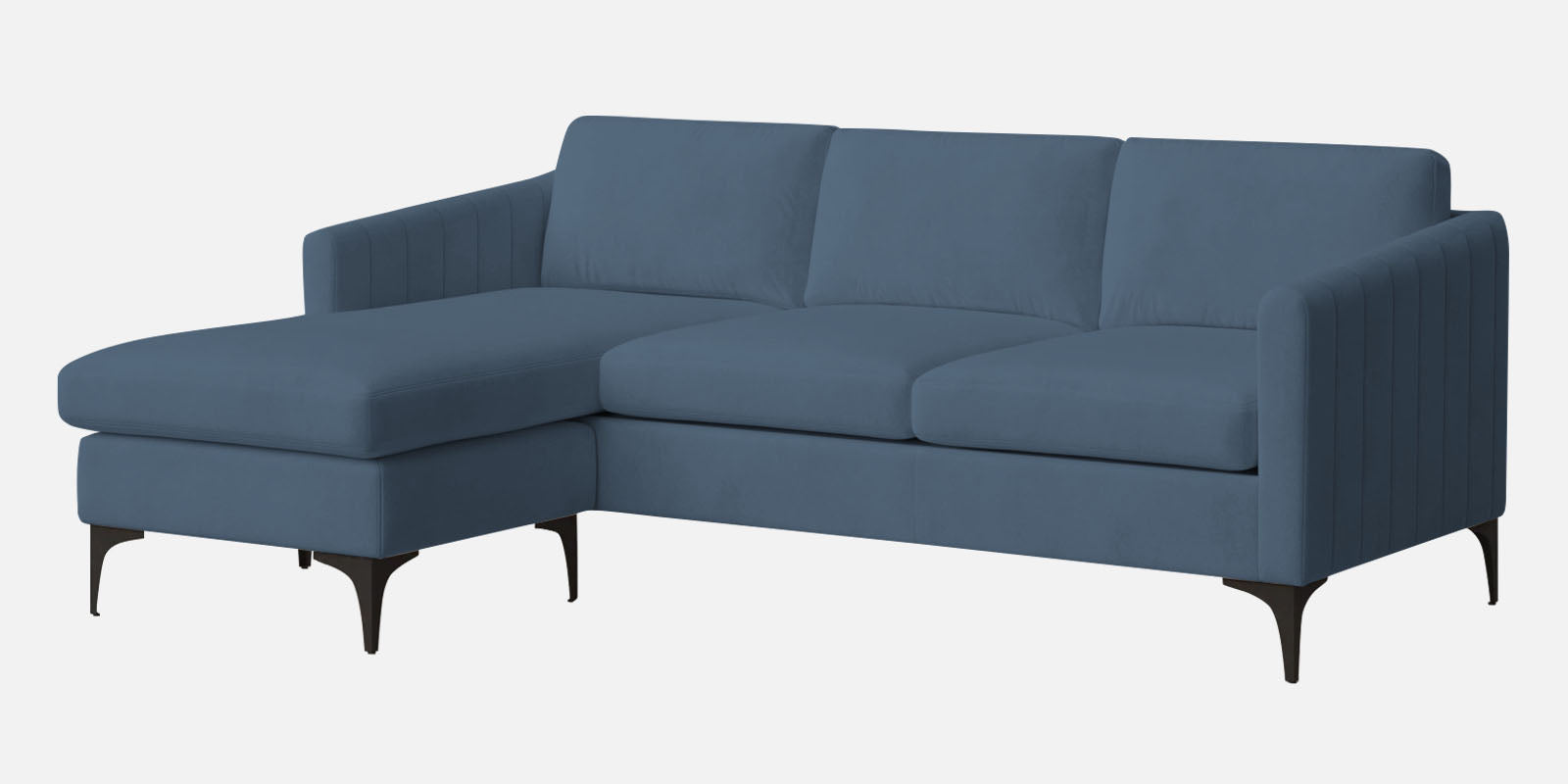 Haru Fabric LHS Sectional Sofa (2+Lounger) In Oxford Blue Colour - Febonic Living