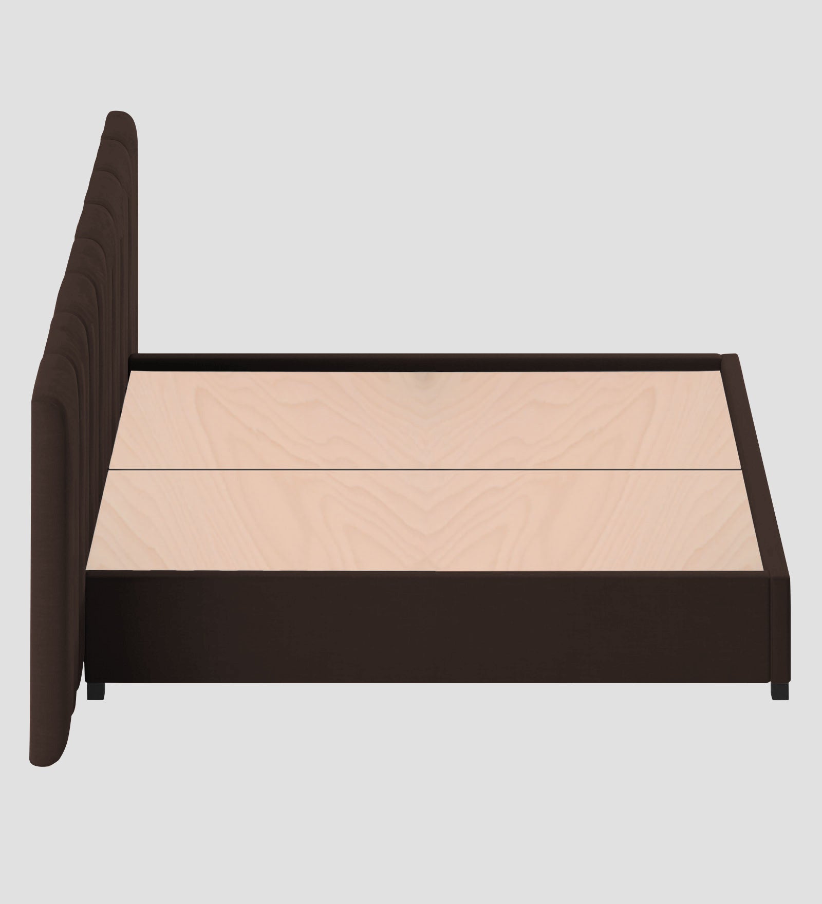 Nora Fabric Queen Size Bed In Coffee Brown Colour With Box Storage