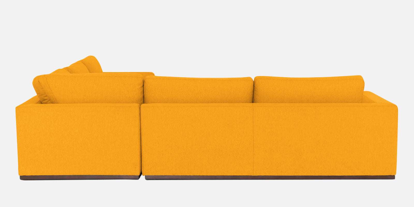 Freedom Velvet 6 Seater LHS Corner Sofa In Safforn Yellow Colour With Ottoman - Febonic Living