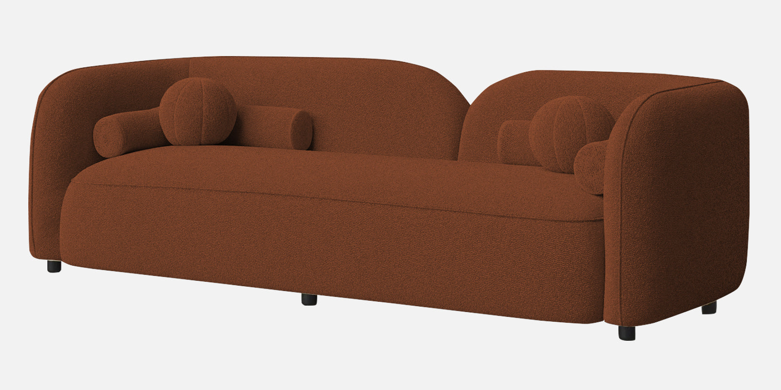 Corny Boucle Fabric 3 Seater Sofa In Rust Orange Colour - Febonic Living