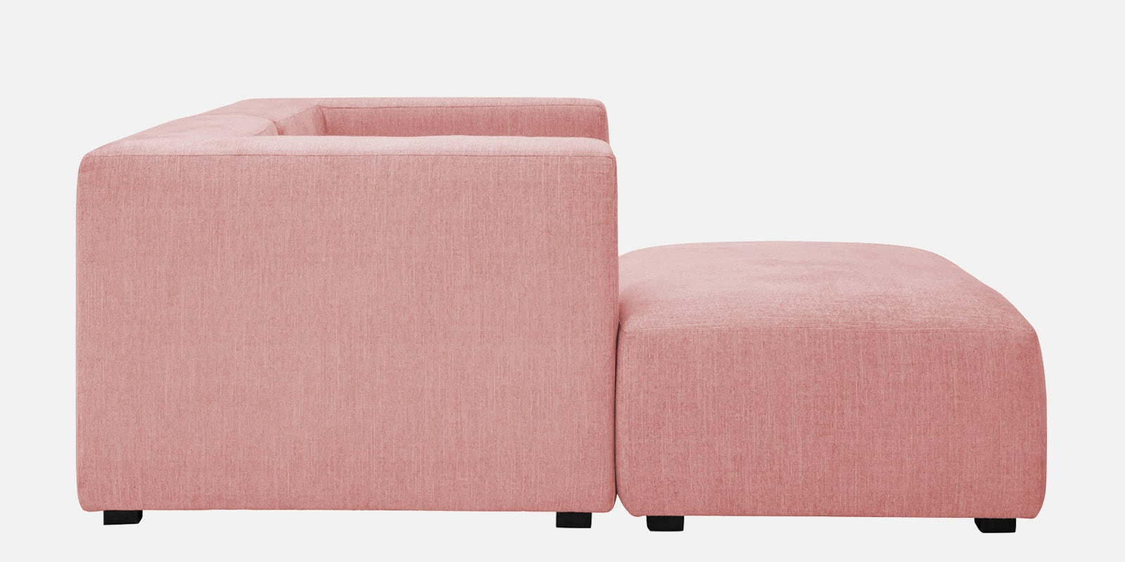 Dora Velvet RHS Sectional Sofa (2+Ottoman Lounger) In Millennial Pink Colour - Febonic Living