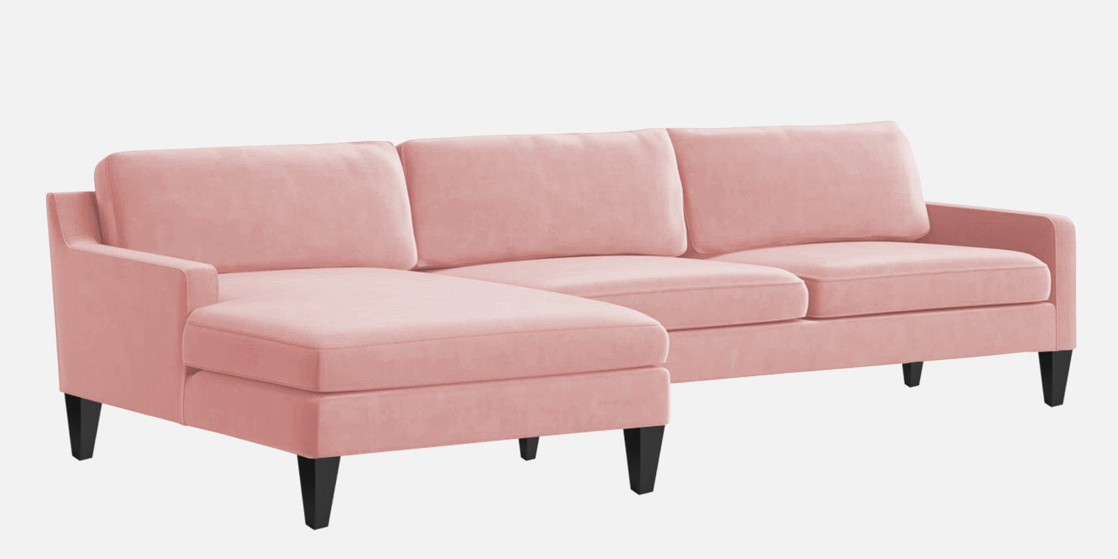 Jones Velvet RHS Sectional Sofa (3+Lounger) In Millennial Pink Colour - Febonic Living