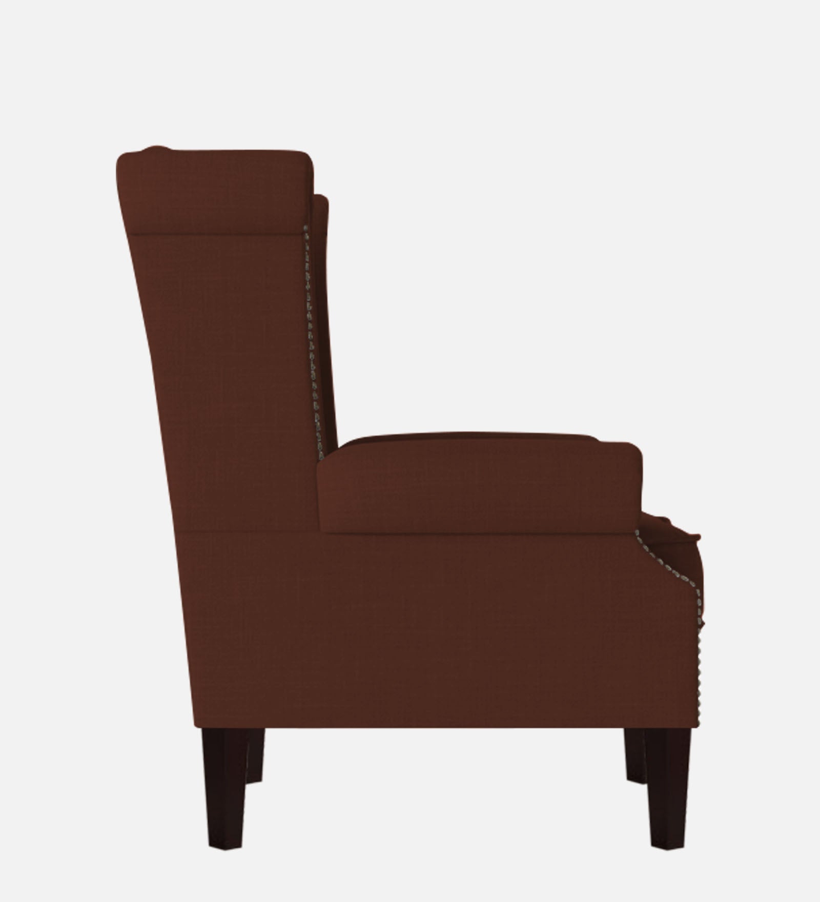 Nottage Fabric Wing Chair In Coffee Brown Colour - Febonic Living