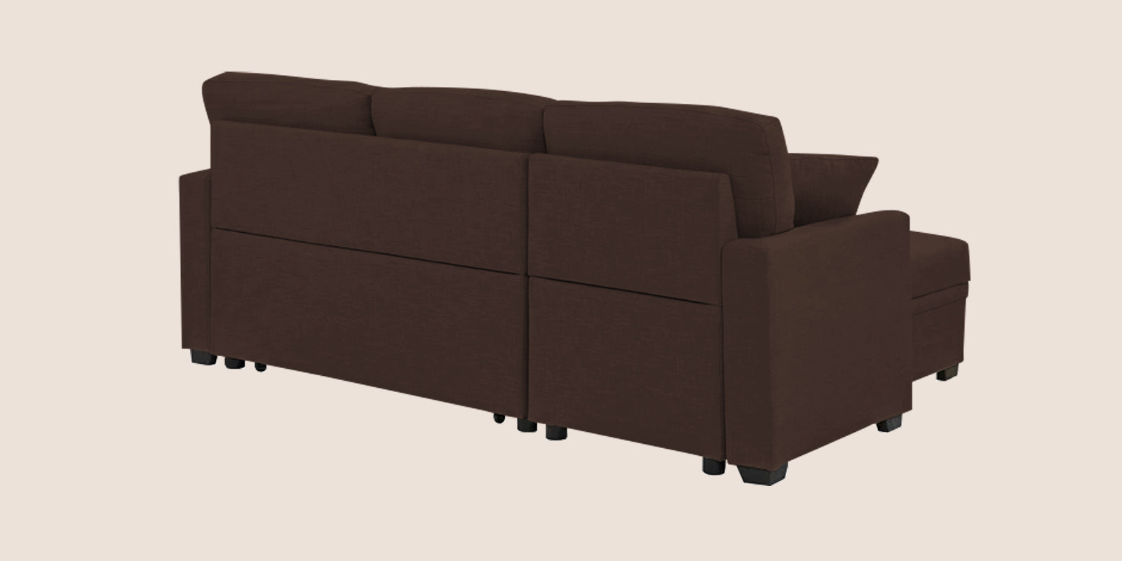 Jody Fabric 3 Seater Pull Out Sofa Cum Bed In Coffee Brown Colour With Storage - Febonic Living