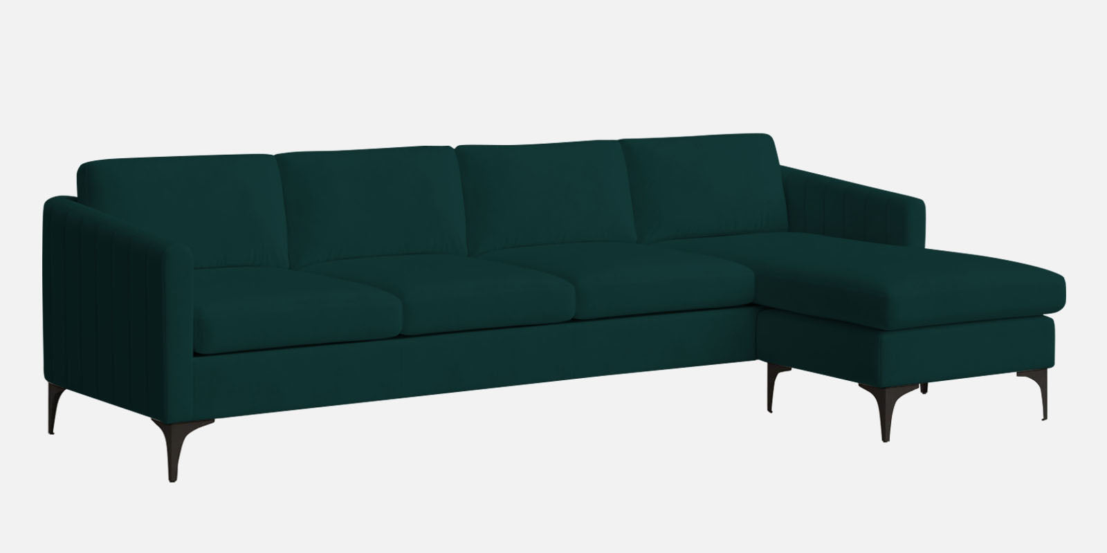 Haru Fabric LHS Sectional Sofa (3+Lounger) In Forest Green Colour - Febonic Living